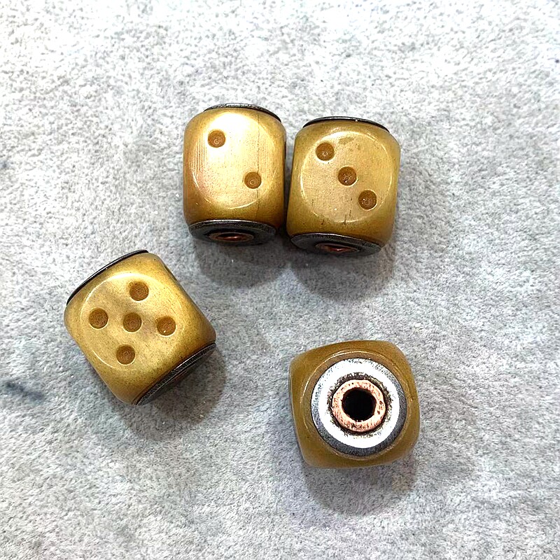 藏式文玩配饰骆驼骨雕刻骰子黄铜镶嵌孔道高端文玩diy配件佛珠108