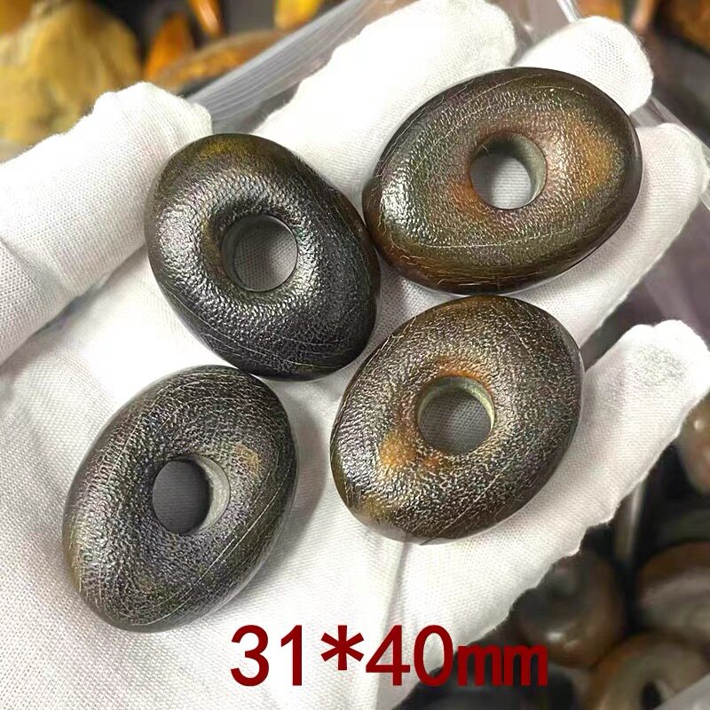 天然牛角披毛犀老亚面包扣椭圆吊坠平安扣满鱼子纹高端养生文玩