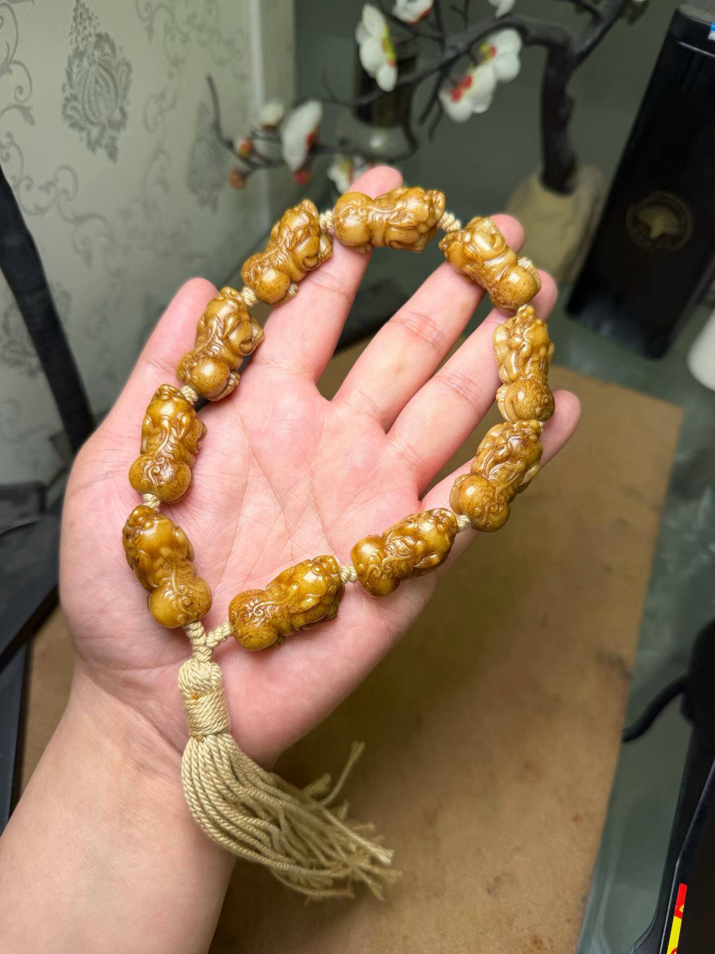 保真驼骨手工雕刻貔貅手持车挂念珠佛珠收藏级把玩高端骨制品文玩