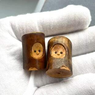 高端鹿角根付小树墩木桩宝宝文玩佛珠猴头金刚菩提手工雕刻配饰