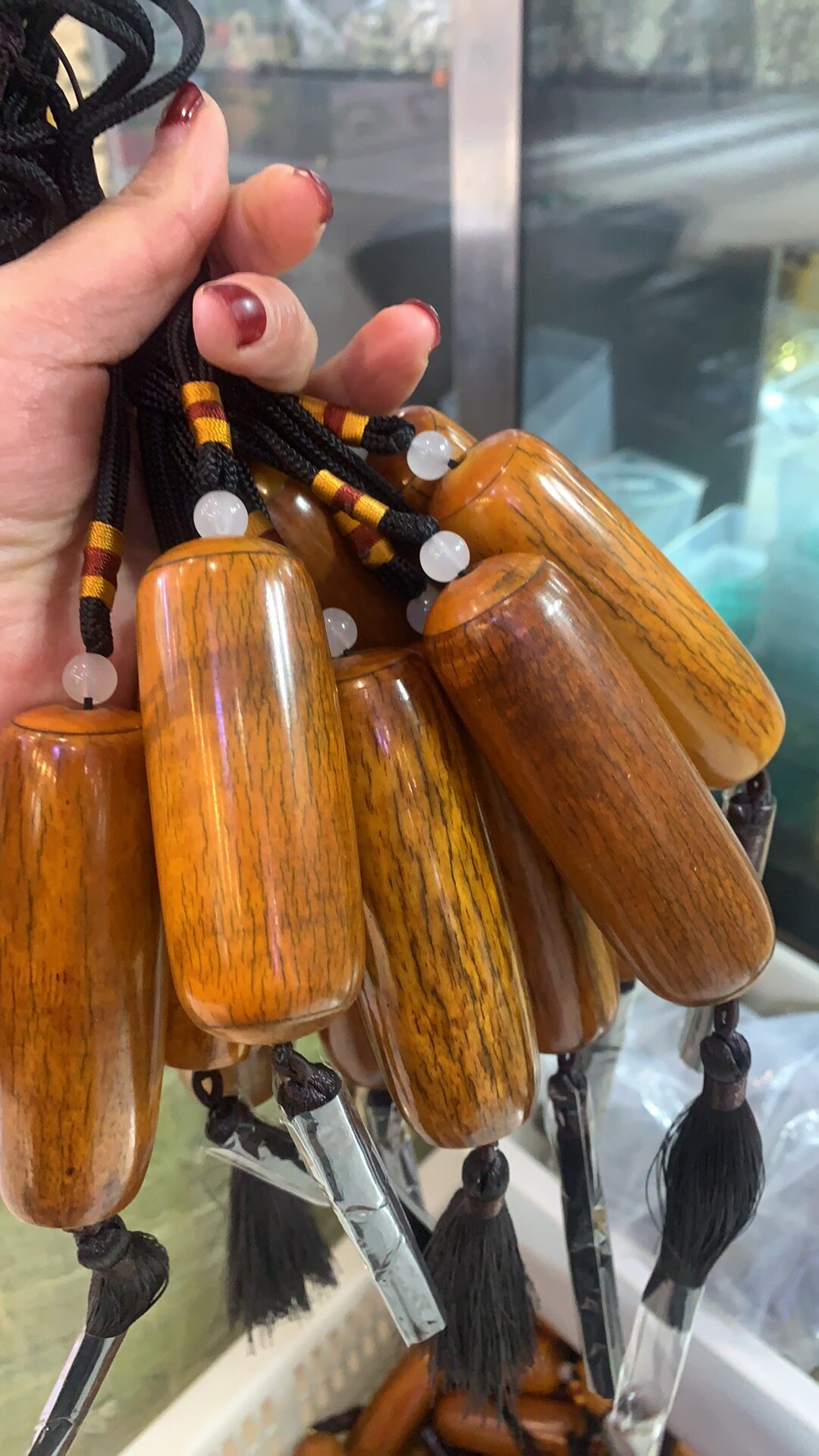天然西藏牛骨圆筒手把件文玩饰品挂件车挂吊坠项坠
