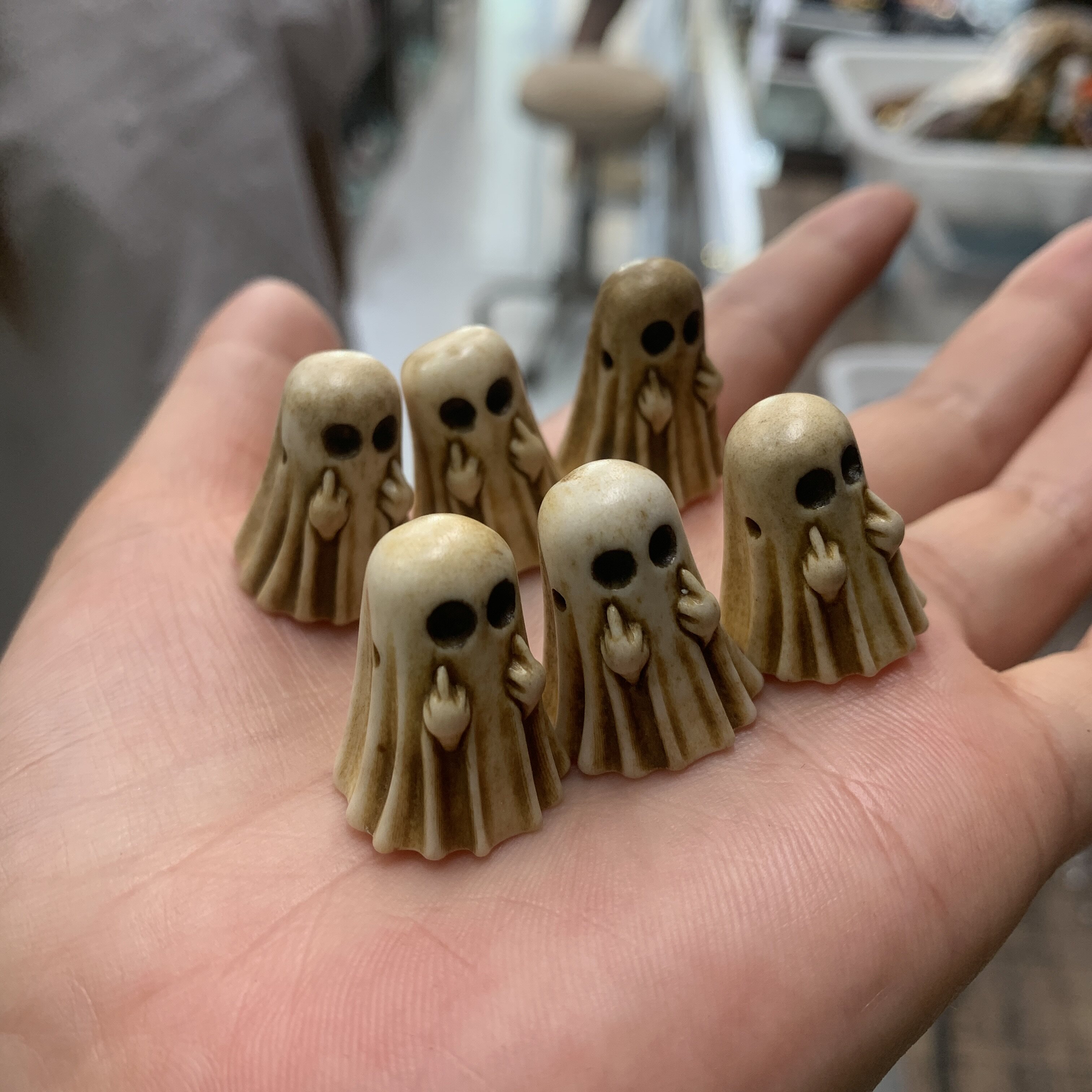 鹿角根付小幽灵diy配件手工编织手绳项链文玩佛珠手串配饰品珠
