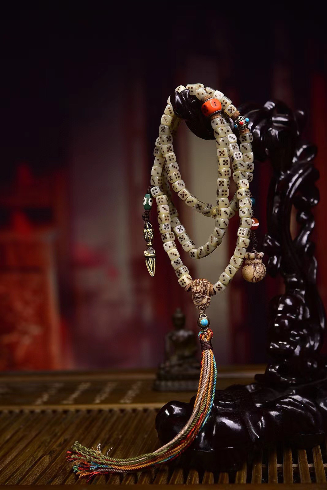 极润骰子润骨骆驼骨藏式 6mm驼骨108颗色子玉化文玩本命年盘完