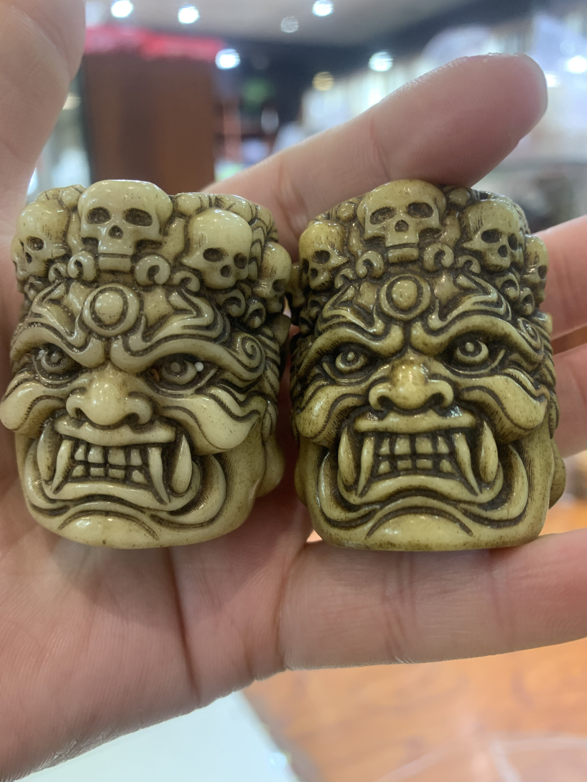 牛骨古法上色大黑天 手把件DIY 手串