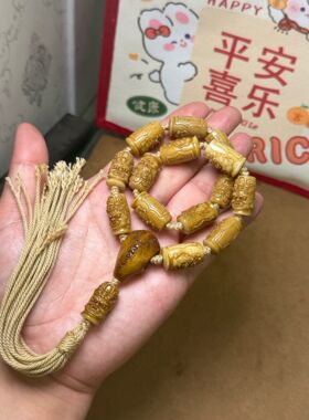 古玩文玩收藏真品把玩老牛骨做旧包浆不动明王手串手持念珠车挂