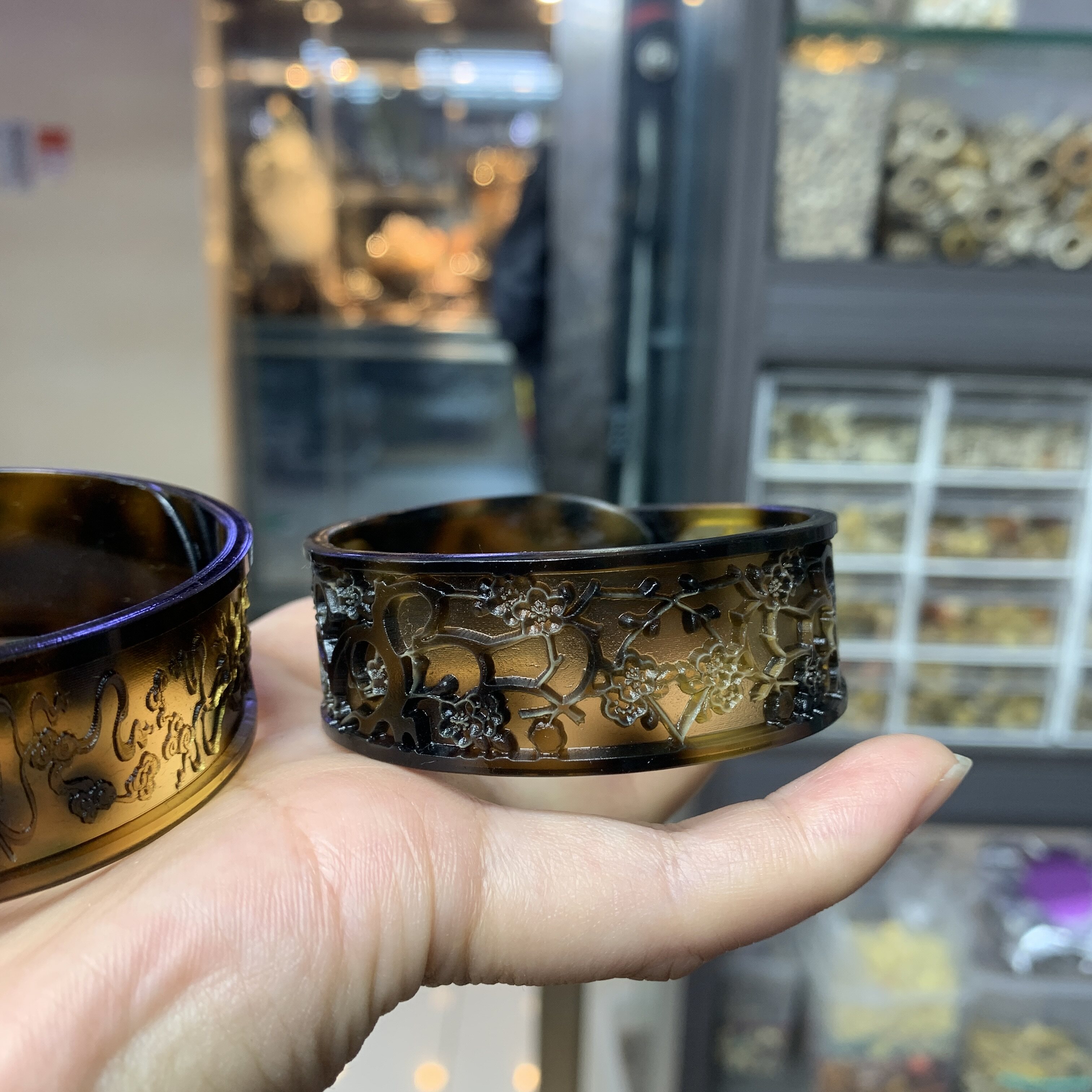 山龟壳花色开口手镯满血文玩手把件复古工艺摆件饰品