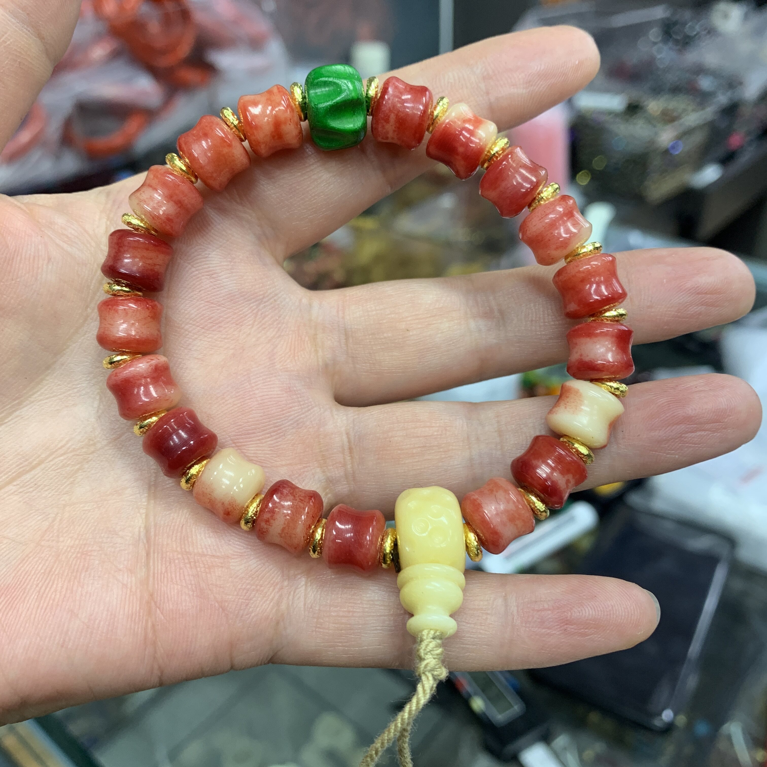 天然骆驼骨手串藏传驼骨满血料竹节手链文玩佛珠配饰