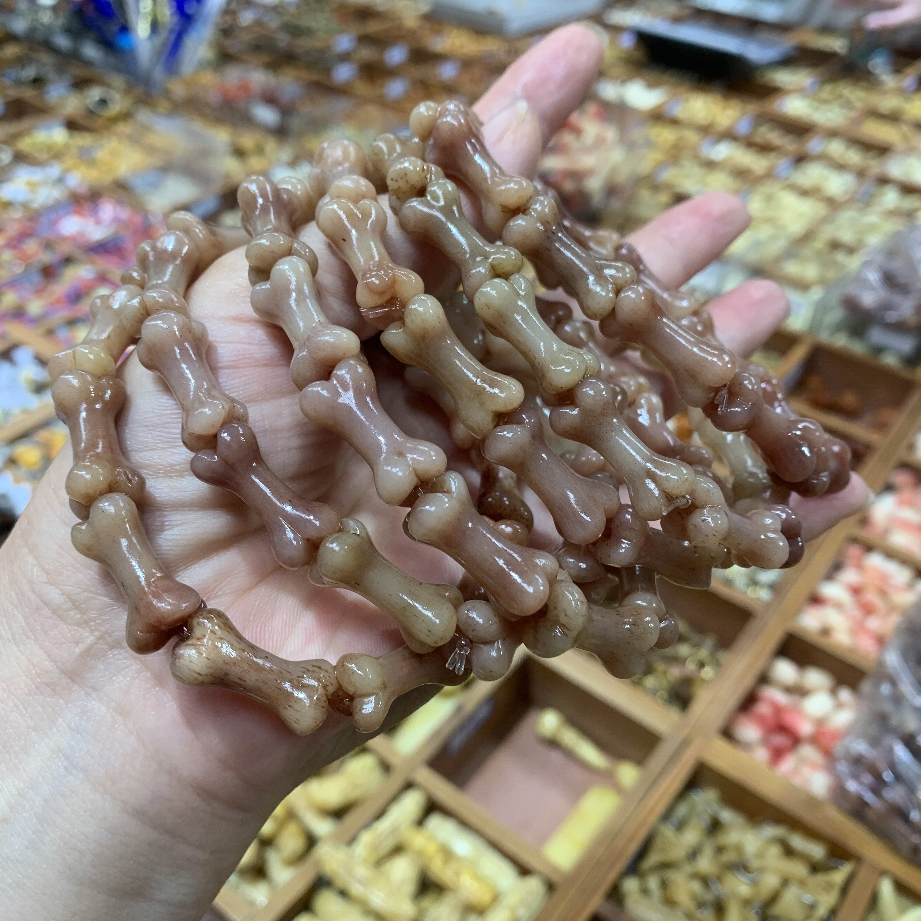 保真驼骨雕刻小骨头男款手链骨头文玩驼骨手串把玩手持收藏
