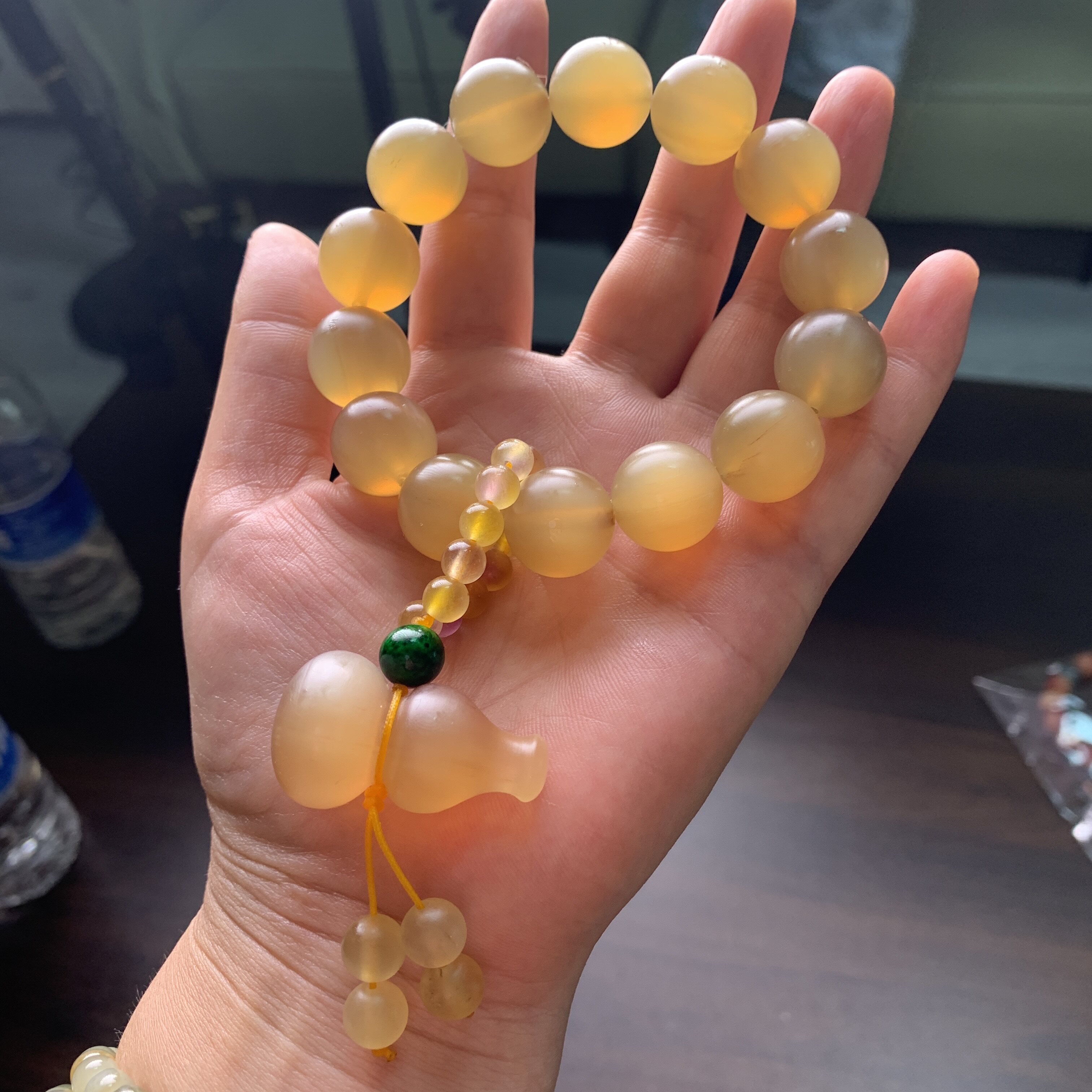羊角雕刻葫芦单圈手链手工diy配件材料编绳项链挂件手链串珠文玩
