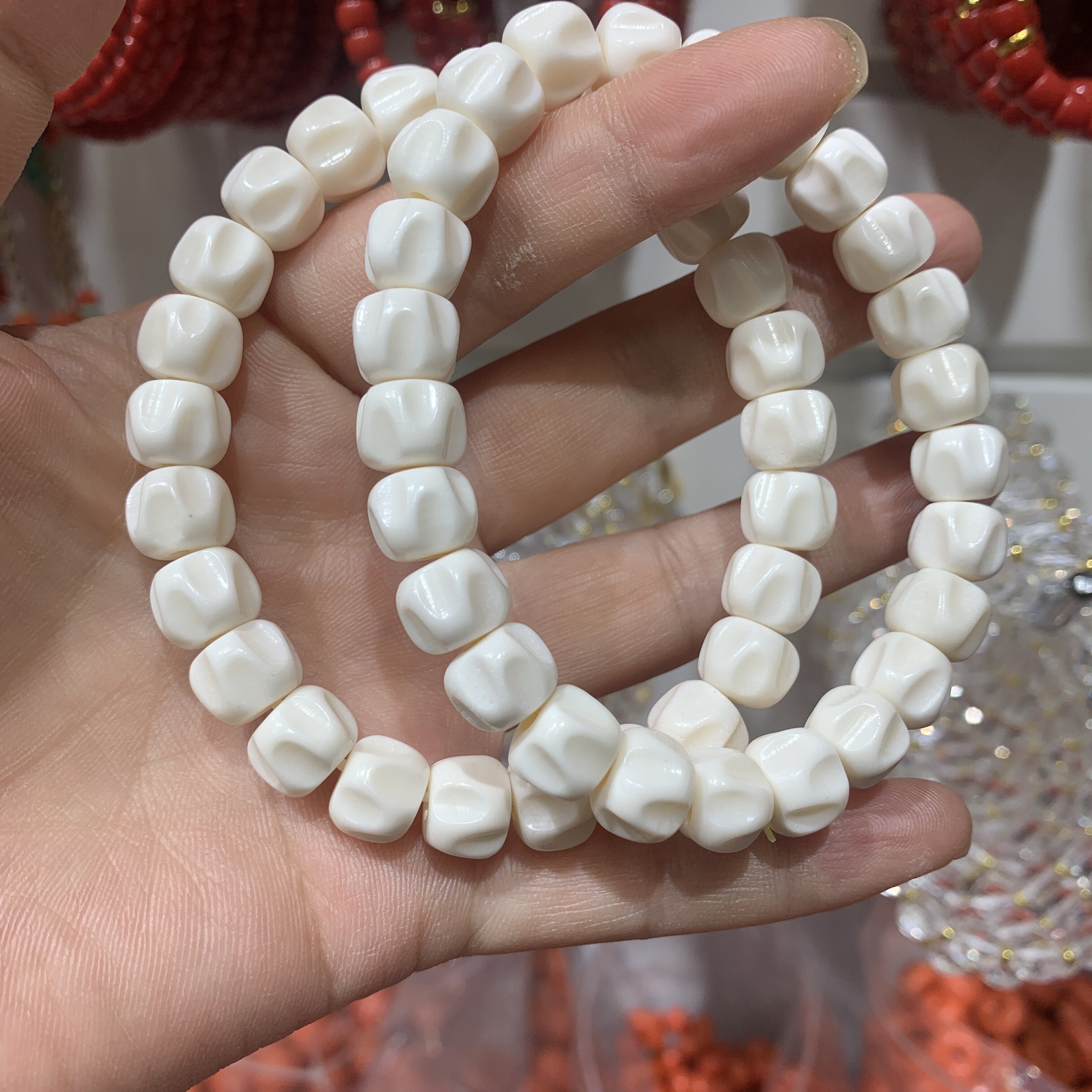 天然高瓷驼骨精品无相单圈手链文玩时尚饰品手串盘玩佛珠手链