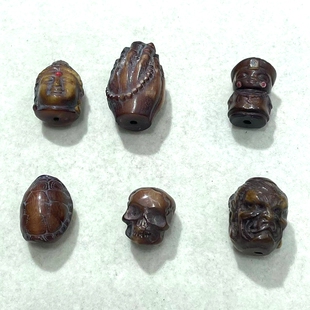 牛角做旧文玩佛珠配件藏式散珠隔珠佛手问道富甲天下龟背一念之间