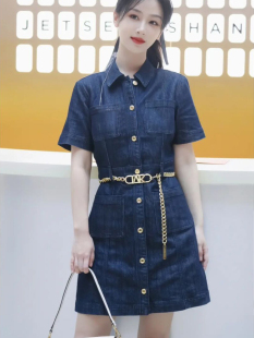 杨紫同款牛仔连衣裙女夏季2023新款气质收腰中长款超火牛仔裙子