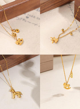 2026年新款马上有钱项链女钛钢镀金招财纳福金色吊坠轻奢时尚颈链