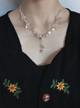 原创设计 繁花施华品质水晶项链锁骨链轻奢甜美礼物闺蜜夏天