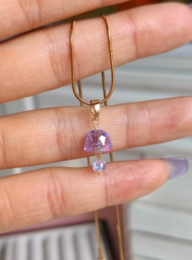 原创新款施家水晶项链铃铛水母女锁骨链小众轻奢高级感颈链礼物