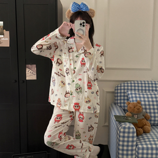 套装 2025年新款 开衫 日系可爱卡通睡衣女春秋季 少女网红家居服 长袖
