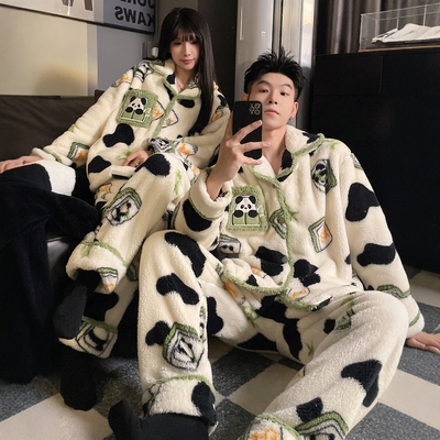 珊瑚绒情侣冬季保暖加厚大码套装
