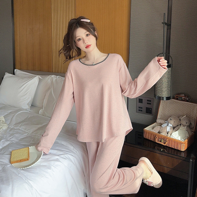 莫代尔纯棉带胸垫睡衣女士春秋季