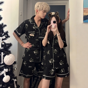 蜡笔小新情侣睡衣女款夏季纯棉短袖短裤男士二次元可爱家居服套装