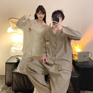 套装 慵懒风卡通家居服 薄款 带胸垫云朵棉柔软睡衣情侣一男一女长袖