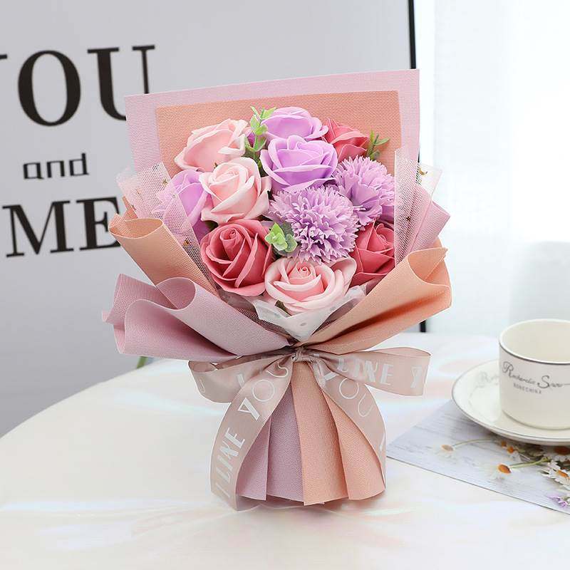 香皂花仿真永生花玫瑰假花小花束康乃馨情人节礼物生日妈妈母亲节