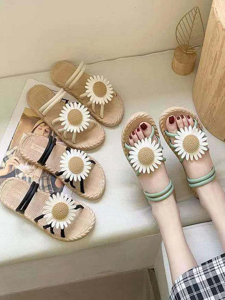 凉鞋女夏小雏菊简约可爱高颜值防水防滑家居家用学生宿舍洗澡拖鞋
