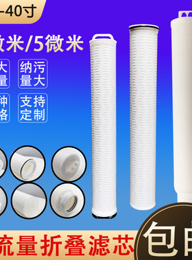 30寸40寸大通量滤芯大流量折叠滤芯电厂化工水处理纯水回用水过滤
