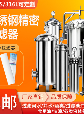 304不锈钢保安过滤器PP棉芯中水废水污水井水塔河水泥沙浴池净化