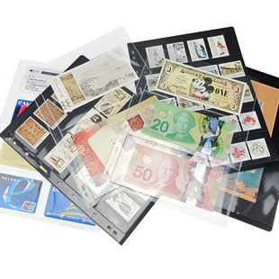 邮票收集册活页黑底透明邮票集邮插页集邮册多规格邮票收纳册插页