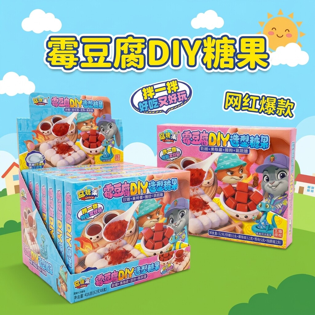 儿童diy手工制作女孩玩具男孩霉豆腐软糖休闲零食仿真豆腐乳糖果