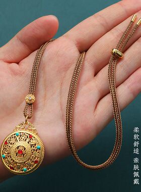 老铺同黄金吊坠挂绳手编绳八宝