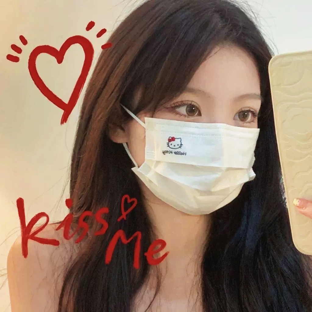 可爱印花HelloKitty口罩高颜值卡通凯蒂猫女生显白脸小一次性防护
