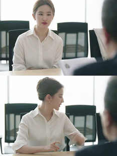 女职业OL面试正装 白色衬衫 气质高级感 故事刘亦菲黄亦玫同款 玫瑰