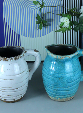 美式地中海现代家居饰品工艺陶瓷摆件花瓶板房设计橱窗奶壶花器