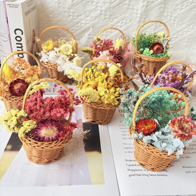 永生花干花diy材料包手工手提小花篮插花干花 三八妇女节礼物制作图片