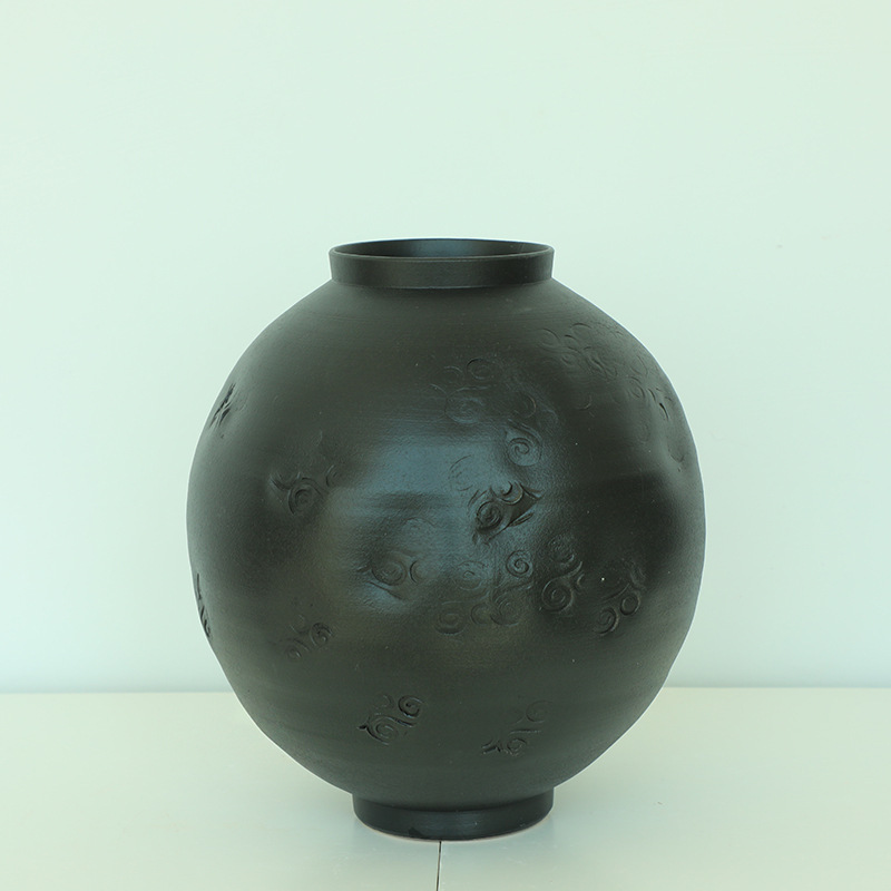 丹麦风格陶瓷花瓶侘寂风插花花器日式简约复古装饰民宿月亮罐摆件