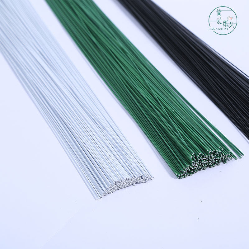 胶包铁丝婚庆花艺diy制作 翻糖烘培包塑花杆 包胶黑白绿铁丝扎丝
