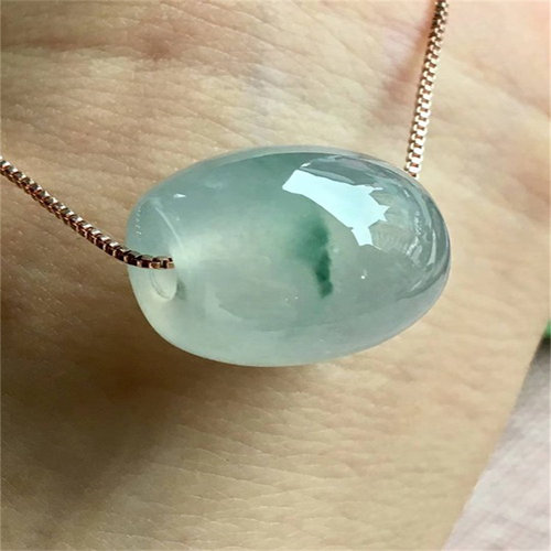 冰种飘花缅甸翡翠路路通吊坠