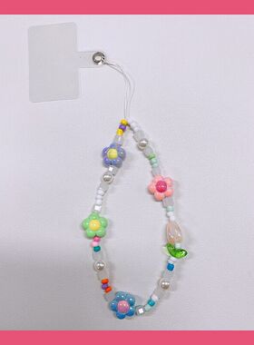 小清新夏天新款手机链条相机ccd挂件耳机套挂绳彩色少女心珠链ins