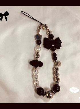 黑白珠子蝴蝶结云朵复古辣妹挂绳相机ccd挂绳挂件小众防丢女款