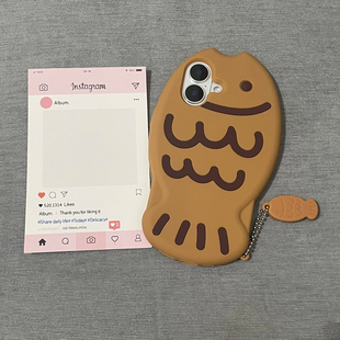趣味卡通可爱铜锣烧鱼适用iphone14promax苹果13手机壳创意16pro新款12女款11小众防摔15pro软壳硅胶全包