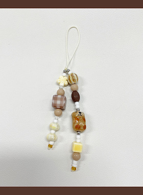 ins风复古短款陶瓷小狗手机链条高颜值手机壳挂件ccd相机挂绳配饰