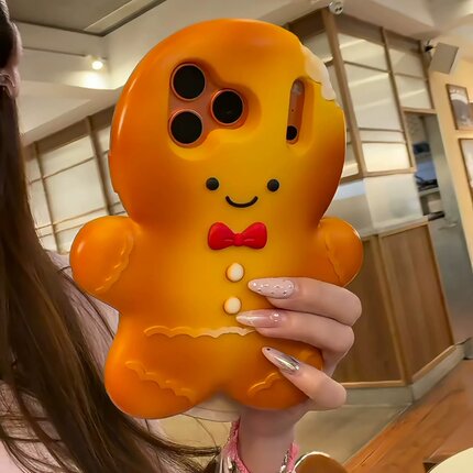 可爱立体硅胶饼干人适用于苹果16/17promax/iPhone15pro手机壳女款14全包防摔13保护套