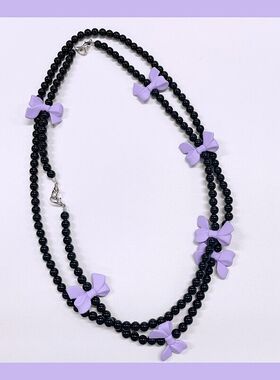 高级感紫色蝴蝶结适用库洛米包包斜跨链通用百搭手机壳斜跨链ccd