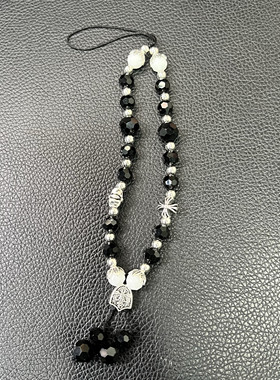 高级十字架原创手机链金属镭射黑白y2k千禧辣妹ccd相机链挂件