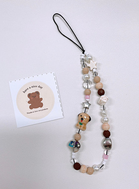 奇异珠小狗ccd相机手绳diy珠子复古手机链挂绳手机壳挂件可爱防丢