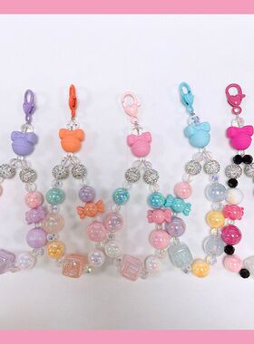 蝴蝶结铃铛y2K甜妹可爱串珠手机链童趣少女心糖果色ccd相机挂饰品