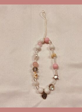 粉色少女心链短款手腕挂件可爱diy挂绳ccd相机链通用防丢