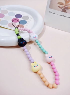 田曦薇同款彩色亚克力奶油糖果甜心奶兔手机链ccd相机挂绳挂饰