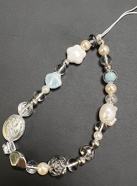 ins风卡通kt蓝小清新手机挂饰diy串珠ccd相机链条挂链手腕式防丢